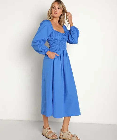 Faithfull the Brand Dresses>El Palma Midi Dress Pacific Blue