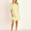 Faithfull the Brand Dresses>Florence Mini Dress Luda Lime Floral