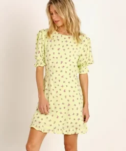 Faithfull the Brand Dresses>Florence Mini Dress Luda Lime Floral