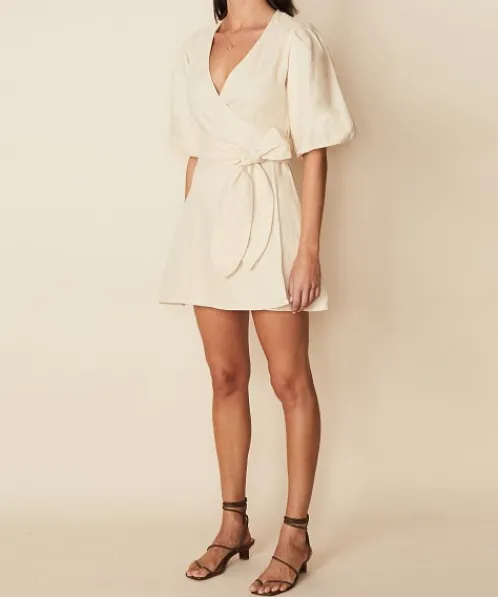 Faithfull the Brand Dresses>Godiva Wrap Dress Plain Sand