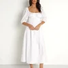 Faithfull the Brand Dresses>Harmonita Midi Dress White Poplin