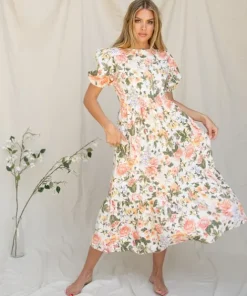 Faithfull the Brand Dresses>Il Riso Linen Midi Dress Teatro Floral