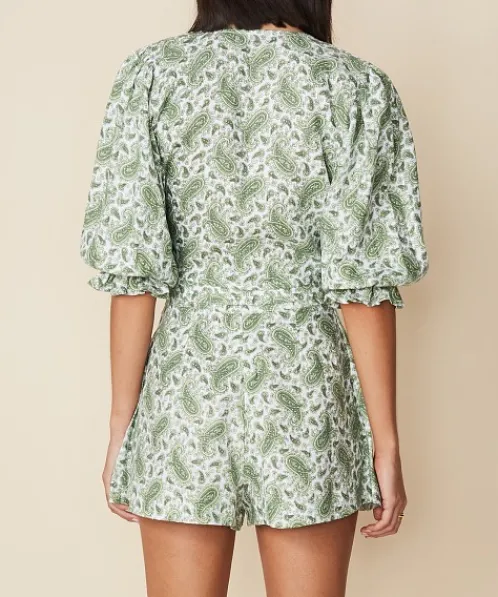 Faithfull the Brand Tops>Jacinta Top Sable Paisley Green