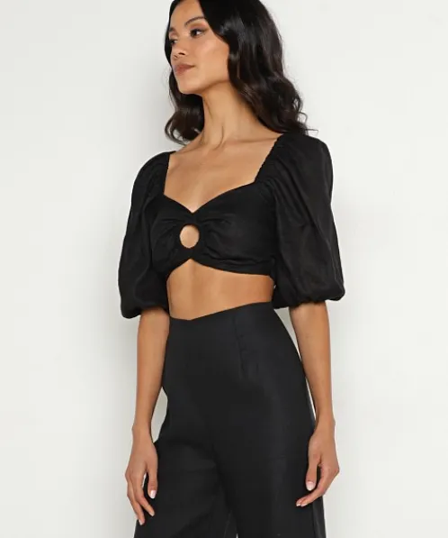Faithfull the Brand Tops>La Marches Linen Top Black