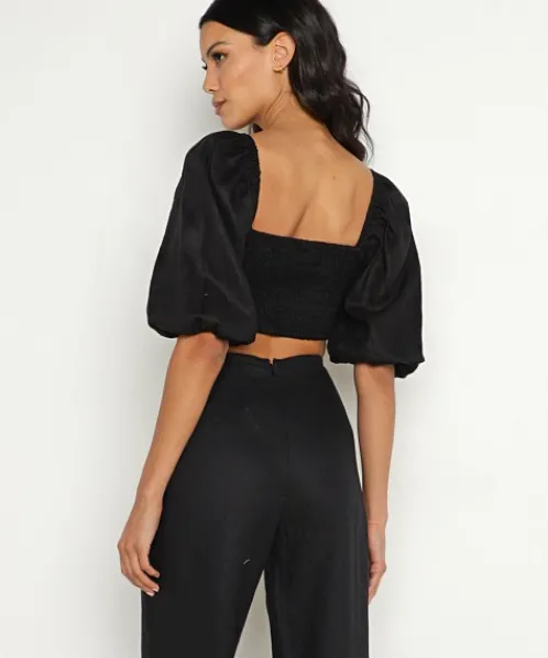 Faithfull the Brand Tops>La Marches Linen Top Black