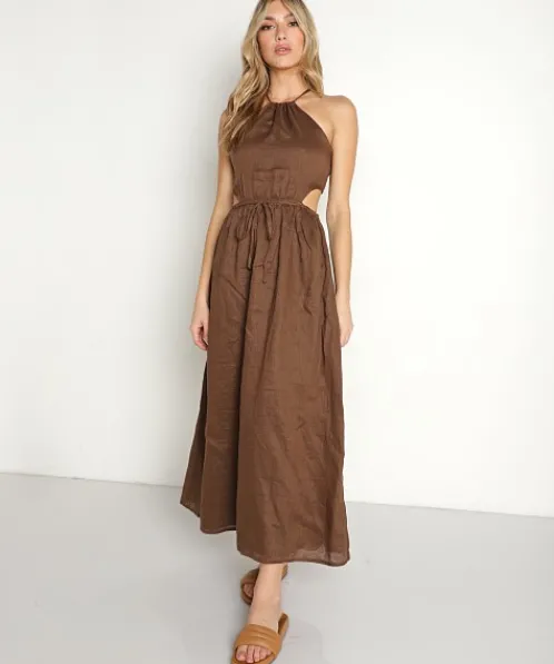 Faithfull the Brand Dresses>La Piedra Maxi Dress Chocolate