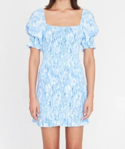 Faithfull the Brand Dresses>Magnolia Mini Dress Roos Tie Dye Blue