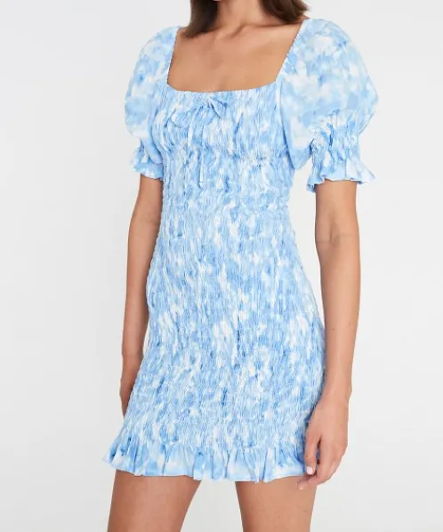 Faithfull the Brand Dresses>Magnolia Mini Dress Roos Tie Dye Blue