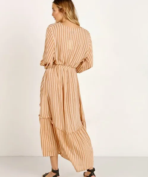 Faithfull the Brand Dresses>Matilda Peasant Dress Almeria Stripe Pink