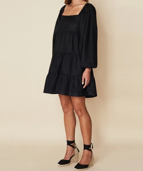 Faithfull the Brand Dresses>Morissa Mini Dress Black Linen