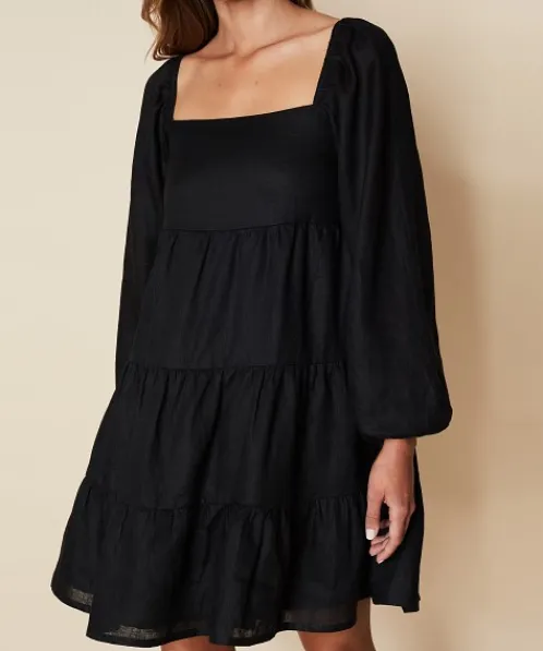 Faithfull the Brand Dresses>Morissa Mini Dress Black Linen