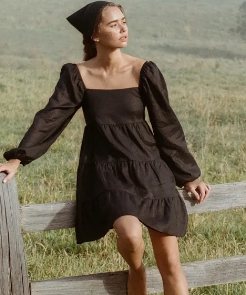 Faithfull the Brand Dresses>Morissa Mini Dress Black Linen