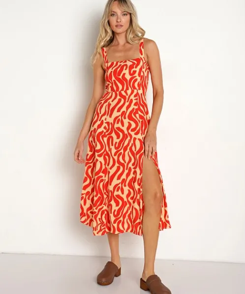 Faithfull the Brand Dresses>Rubina Midi Dress La Cateau Red