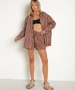 Faithfull the Brand Shorts>Sereno Short Maya Striped Cinnamon