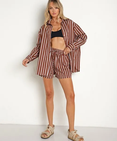 Faithfull the Brand Shorts>Sereno Short Maya Striped Cinnamon