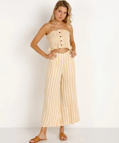 Faithfull the Brand Tops>Sloane Top Mazur Stripe Lemon