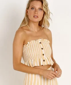 Faithfull the Brand Tops>Sloane Top Mazur Stripe Lemon