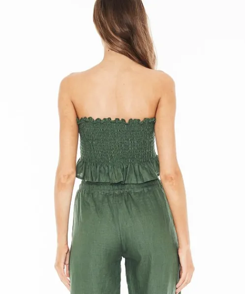 Faithfull the Brand Tops>Sloane Top Plain Moss Green