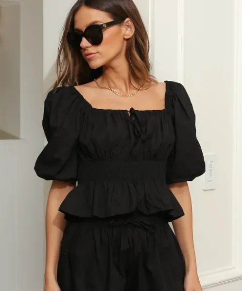 Faithfull the Brand Tops>Venetia Top Black
