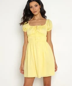 Faithfull the Brand Dresses>Viola Mini Dress Plain Lemon