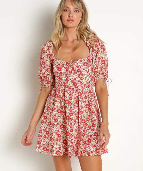 For Love & Lemons Dresses>For Love & Lemons Auden Puff Sleeve Mini Dress