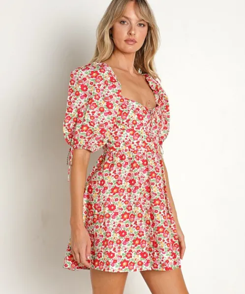 For Love & Lemons Dresses>For Love & Lemons Auden Puff Sleeve Mini Dress