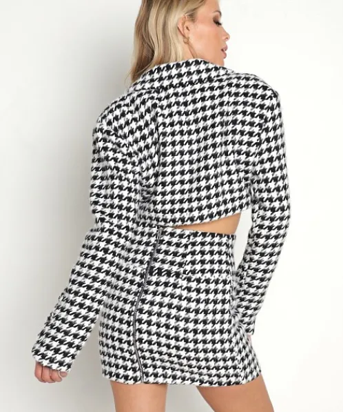 For Love & Lemons Jackets | Tops>For Love & Lemons Bonnie Cropped Blazer Black + White