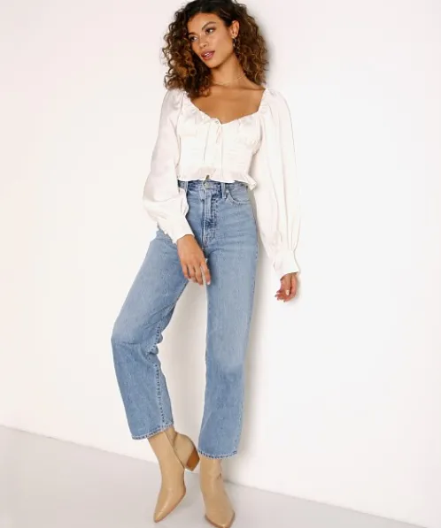 For Love & Lemons Tops>For Love & Lemons Carina Blouse Ivory