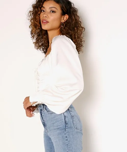 For Love & Lemons Tops>For Love & Lemons Carina Blouse Ivory