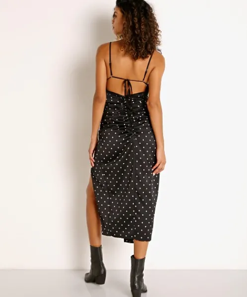 For Love & Lemons Dresses>For Love & Lemons Carissa Midi Dress Black Dot