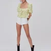 For Love & Lemons Tops>For Love & Lemons Chrysanthemum Crop Top Lemonade