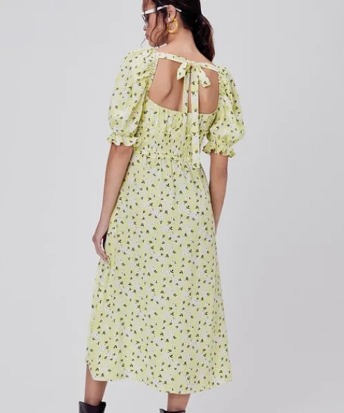 For Love & Lemons Dresses>For Love & Lemons Chrysanthemum Midi Dress Lemonade