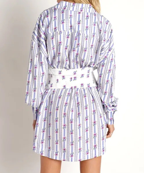 For Love & Lemons Dresses>For Love & Lemons Dahlia Boyfriend Shirt Blue