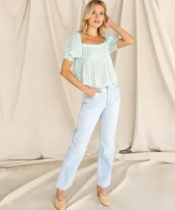 For Love & Lemons Tops>For Love & Lemons Jana Blouse Mint