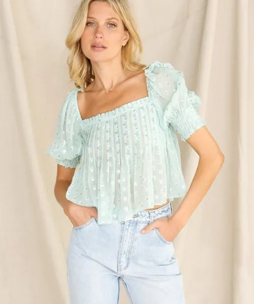 For Love & Lemons Tops>For Love & Lemons Jana Blouse Mint