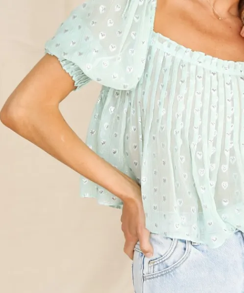 For Love & Lemons Tops>For Love & Lemons Jana Blouse Mint