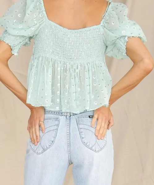 For Love & Lemons Tops>For Love & Lemons Jana Blouse Mint