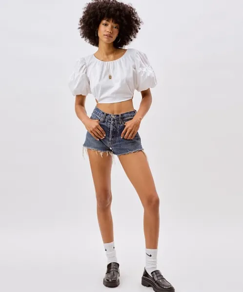 For Love & Lemons Tops>For Love & Lemons Joanna Crop Top White