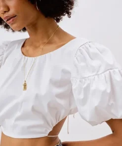 For Love & Lemons Tops>For Love & Lemons Joanna Crop Top White