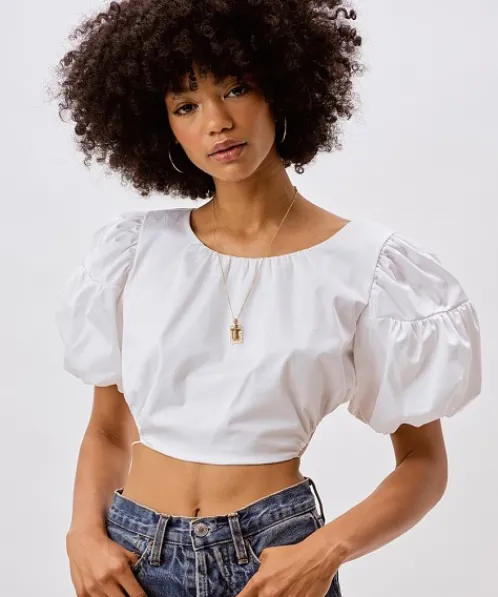 For Love & Lemons Tops>For Love & Lemons Joanna Crop Top White