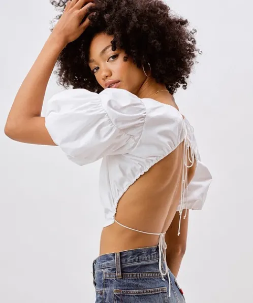 For Love & Lemons Tops>For Love & Lemons Joanna Crop Top White
