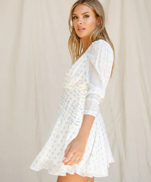 For Love & Lemons Dresses>For Love & Lemons June Mini Dress Aqua