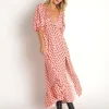 For Love & Lemons Dresses>For Love & Lemons Keeley Midi Dress Pink