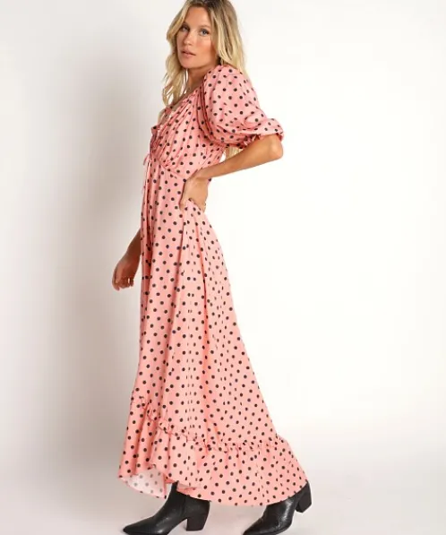 For Love & Lemons Dresses>For Love & Lemons Keeley Midi Dress Pink