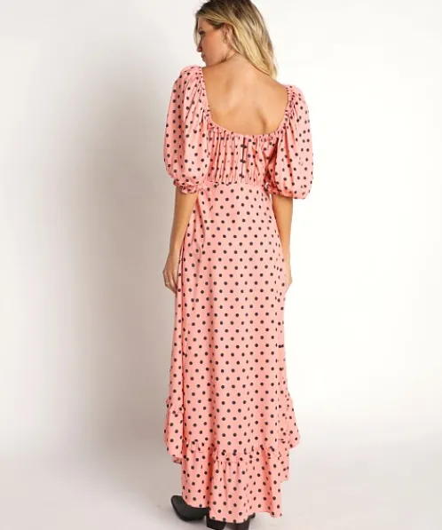 For Love & Lemons Dresses>For Love & Lemons Keeley Midi Dress Pink