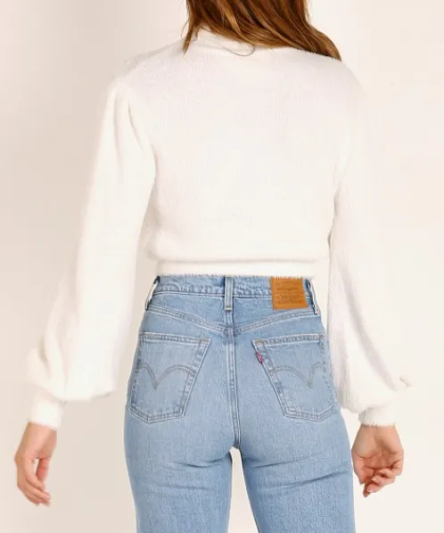 For Love & Lemons Knits | Tops>For Love & Lemons Knitz Myriam Turtleneck Mohair Sweater White