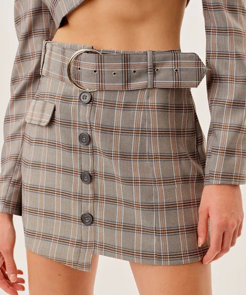 For Love & Lemons Skirts>For Love & Lemons Kym Mini Skirt Glen Check Plaid