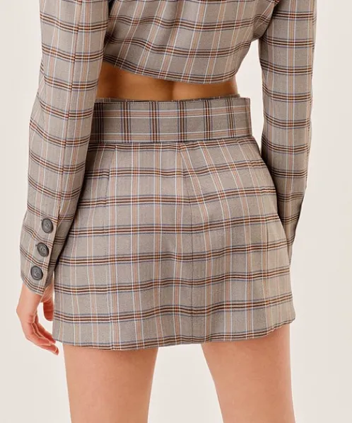 For Love & Lemons Skirts>For Love & Lemons Kym Mini Skirt Glen Check Plaid