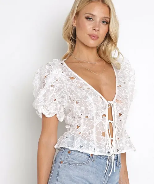 For Love & Lemons Tops>For Love & Lemons Leighton Top White