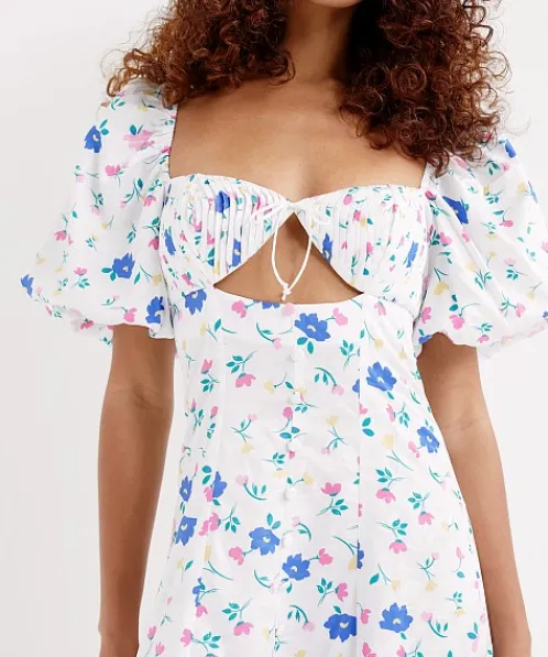 For Love & Lemons Dresses>For Love & Lemons Lexy Maxi Dress White Floral